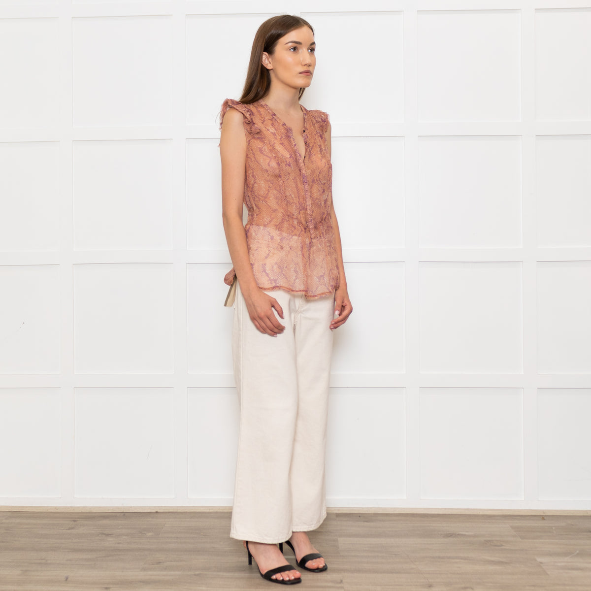 Zadig & Voltiare Pink And Purple Snake Print Sheer Blouse