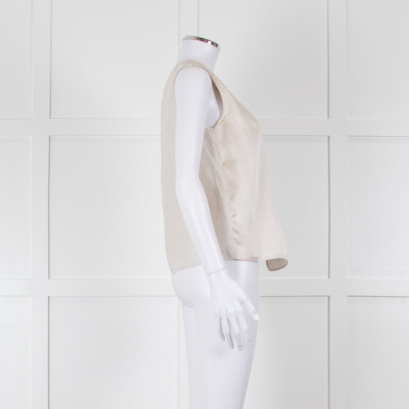 Max Mara Beige Linen Silk Panel Sleeveless Top