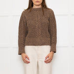 Beatriz Furest Brown Cable Wool Blend Sweater
