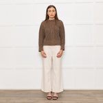 Beatriz Furest Brown Cable Wool Blend Sweater