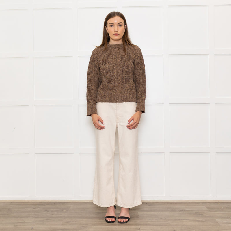 Beatriz Furest Brown Cable Wool Blend Sweater