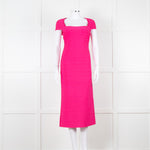 Herve Leger Pink Bandage Dress With Capped Sleeves