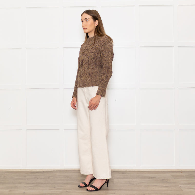 Beatriz Furest Brown Cable Wool Blend Sweater