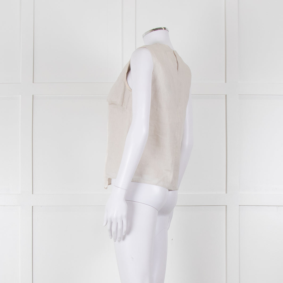 Max Mara Beige Linen Silk Panel Sleeveless Top