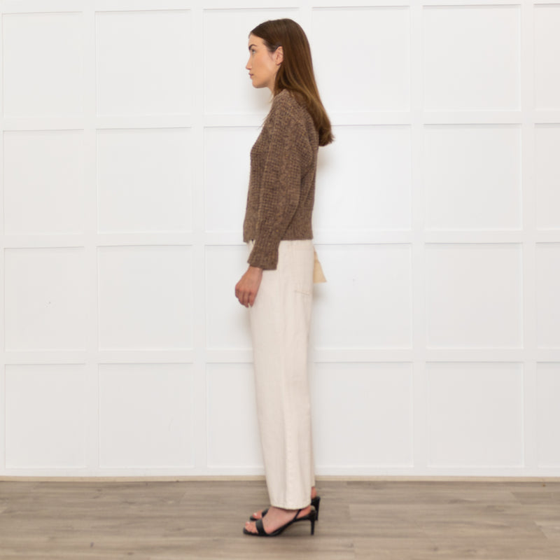 Beatriz Furest Brown Cable Wool Blend Sweater