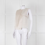 Max Mara Beige Linen Silk Panel Sleeveless Top