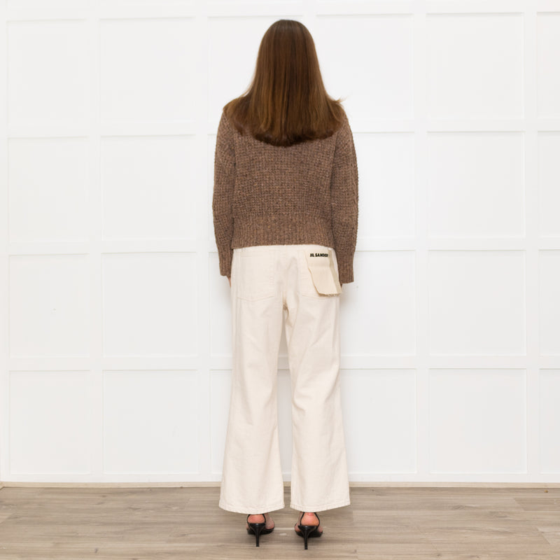 Beatriz Furest Brown Cable Wool Blend Sweater