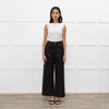 Paige Anessa Brown Faux Leather Flared Trouser