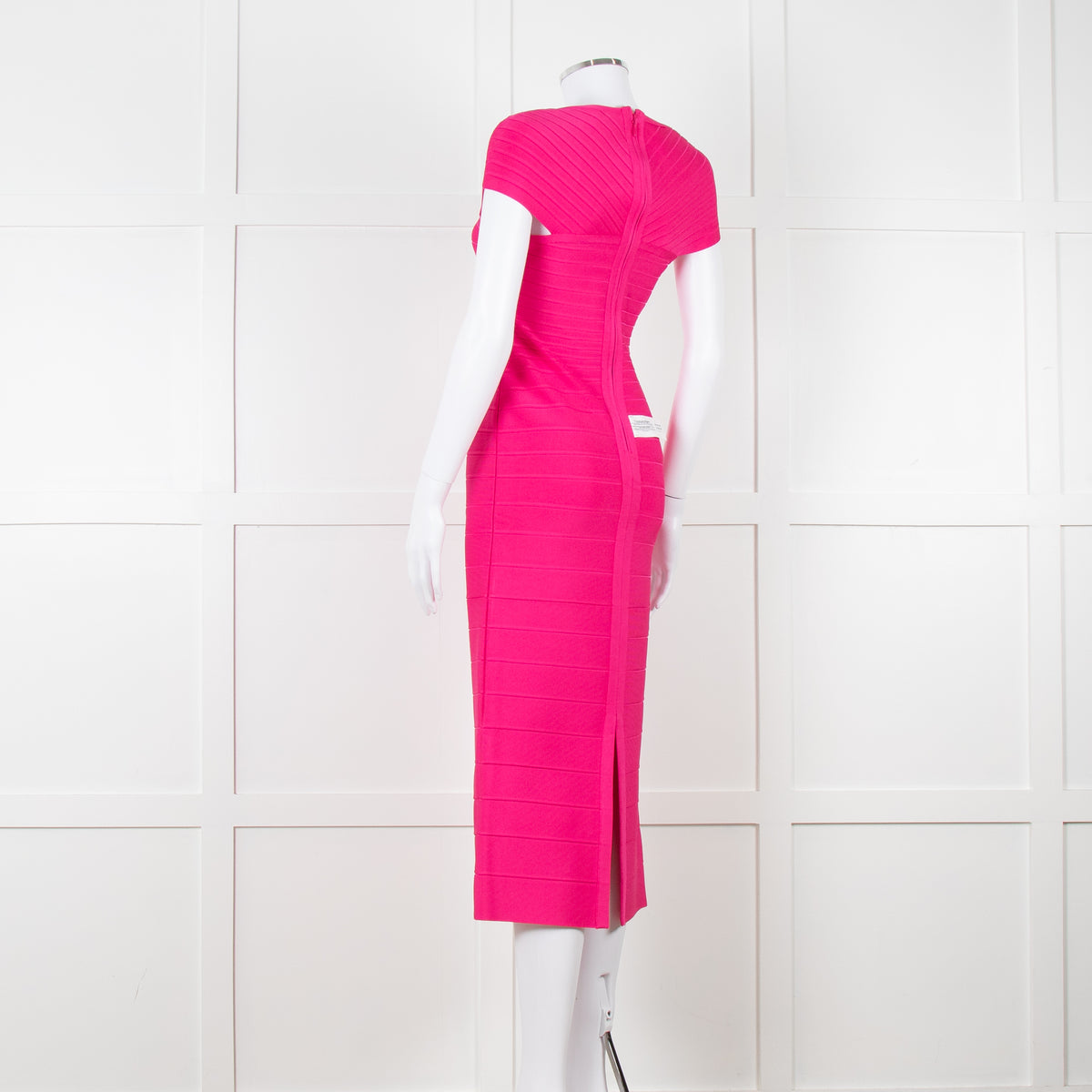 Herve Leger Pink Bandage Dress With Capped Sleeves