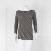 Weekend Max Mara Blue Khaki Flower Boat Neck Top