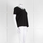 Sandro Black T-Shirt with Cream Lace Collar