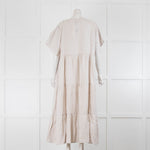 Commonry Beige Linen Short Sleeve Maxi Dress