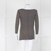 Weekend Max Mara Blue Khaki Flower Boat Neck Top
