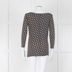 Weekend Max Mara Blue Khaki Flower Boat Neck Top