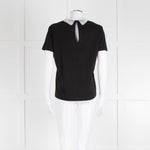 Sandro Black T-Shirt with Cream Lace Collar