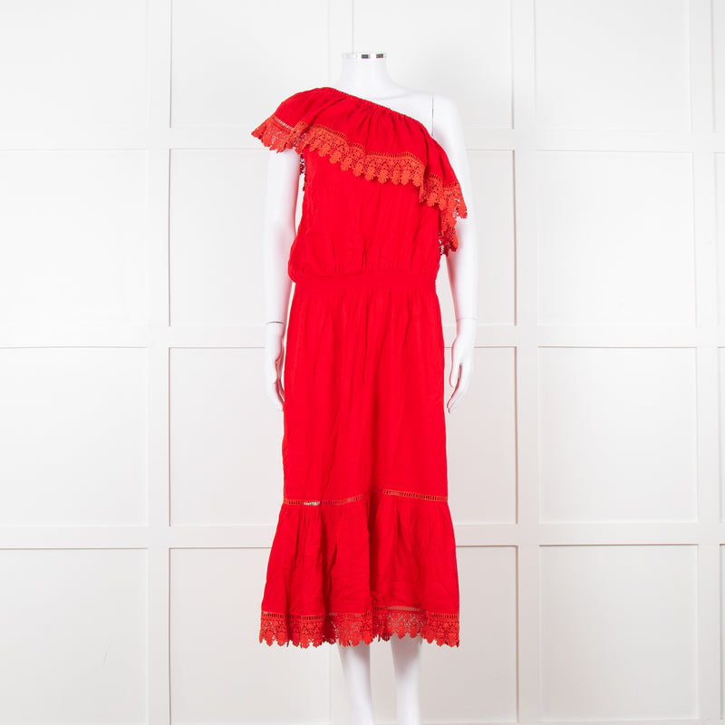 Melissa Odabash Red One Shoulder Maxi Dress