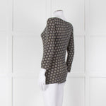 Weekend Max Mara Blue Khaki Flower Boat Neck Top