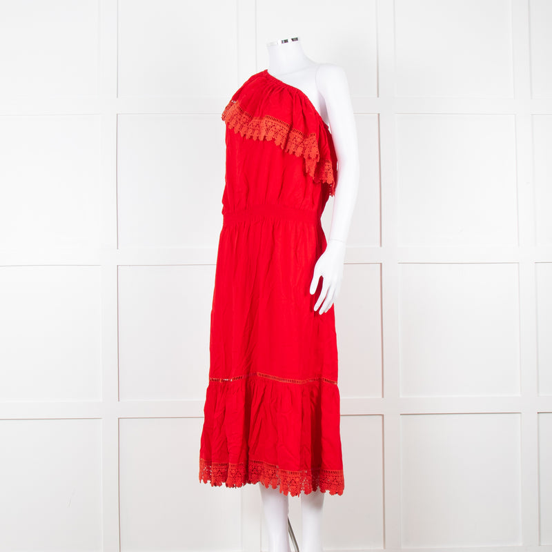 Melissa Odabash Red One Shoulder Maxi Dress