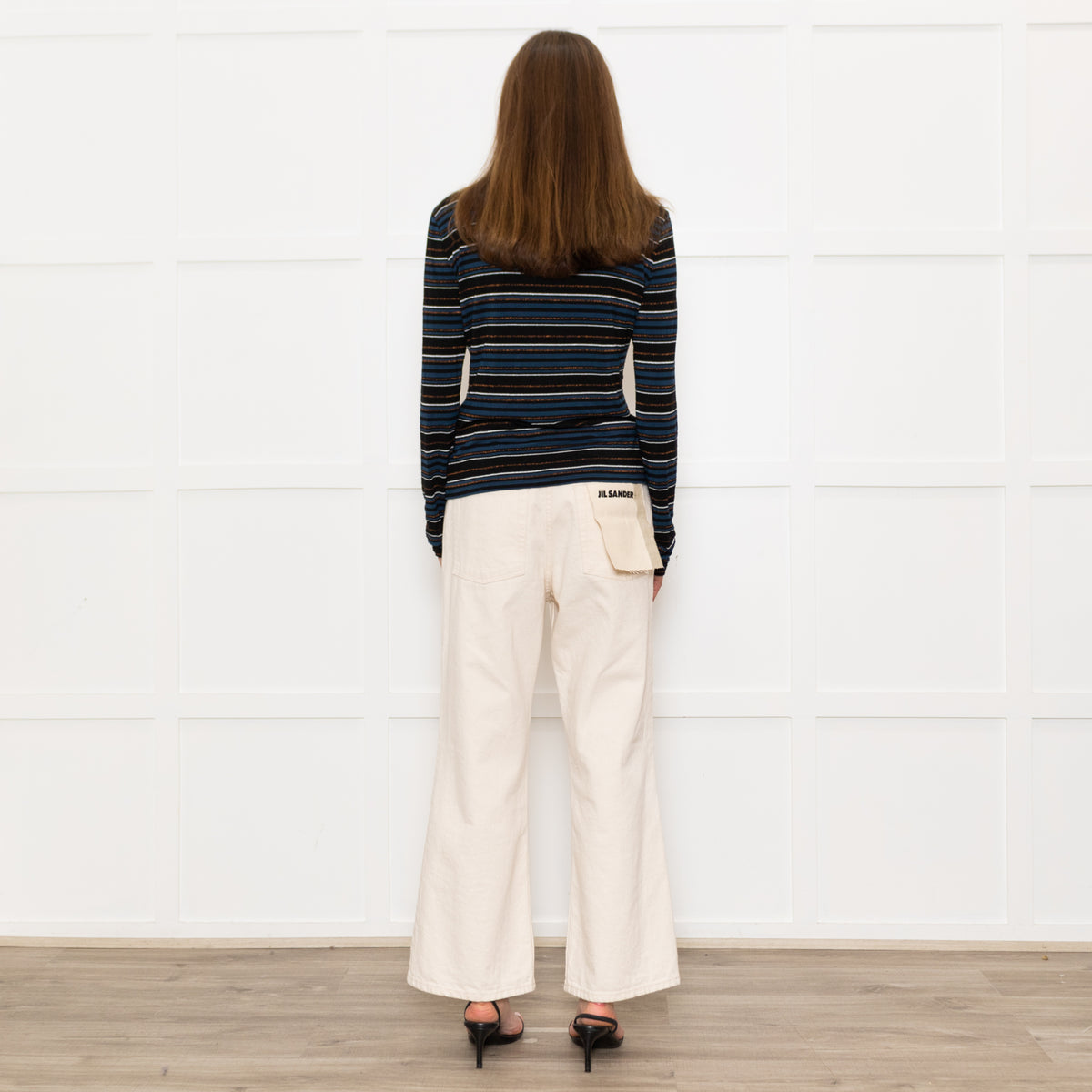 Veronica Beard Jeans Teal Black Striped Rollneck