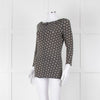 Weekend Max Mara Blue Khaki Flower Boat Neck Top