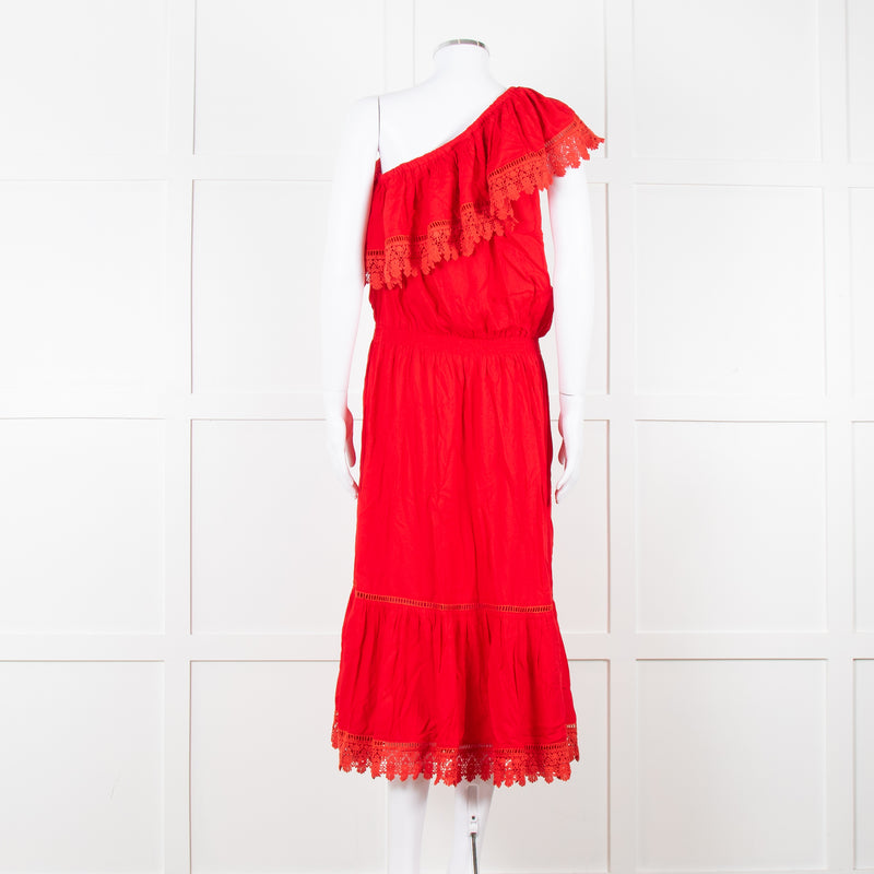 Melissa Odabash Red One Shoulder Maxi Dress
