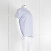 Victoria by Victoria Beckham Cotton Shirt with Blue Micro Stripes and Knot Sleeve Detail