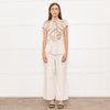 Zac Posen Light Gold Silk Origami Pleated Front Tie Neck Blouse