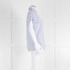 Victoria by Victoria Beckham Cotton Shirt with Blue Micro Stripes and Knot Sleeve Detail
