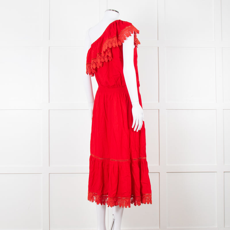Melissa Odabash Red One Shoulder Maxi Dress