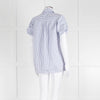 Victoria by Victoria Beckham Cotton Shirt with Blue Micro Stripes and Knot Sleeve Detail