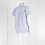 Victoria by Victoria Beckham Cotton Shirt with Blue Micro Stripes and Knot Sleeve Detail