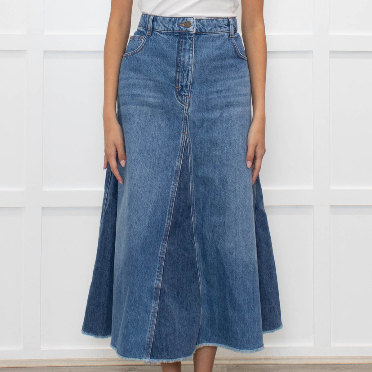 Me + Em Denim Midi Skirt
