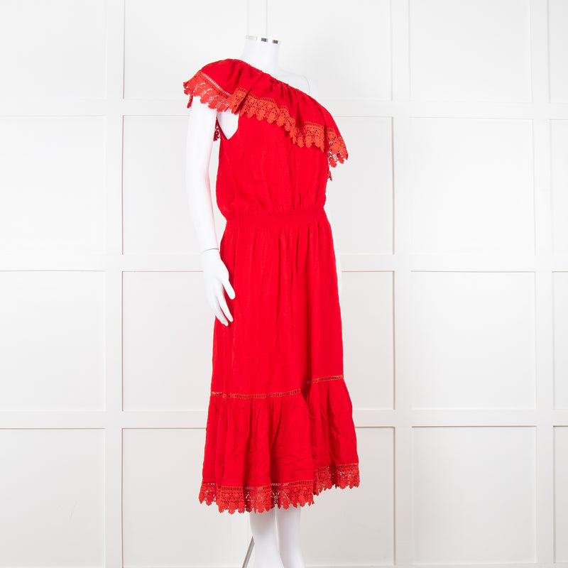 Melissa Odabash Red One Shoulder Maxi Dress