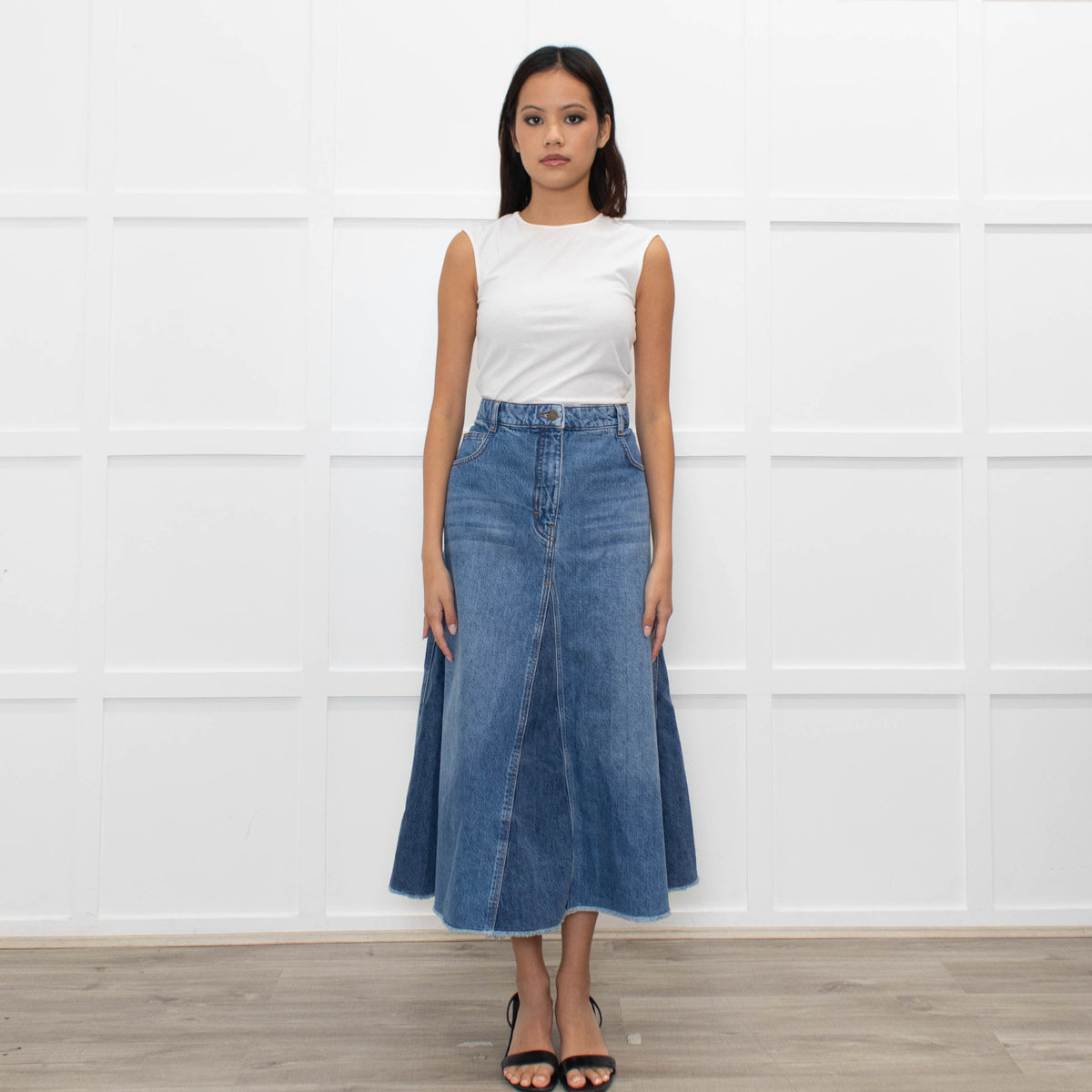 Me + Em Denim Midi Skirt