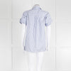 Victoria by Victoria Beckham Cotton Shirt with Blue Micro Stripes and Knot Sleeve Detail