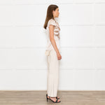 Zac Posen Light Gold Silk Origami Pleated Front Tie Neck Blouse