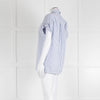 Victoria by Victoria Beckham Cotton Shirt with Blue Micro Stripes and Knot Sleeve Detail