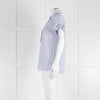 Victoria by Victoria Beckham Cotton Shirt with Blue Micro Stripes and Knot Sleeve Detail