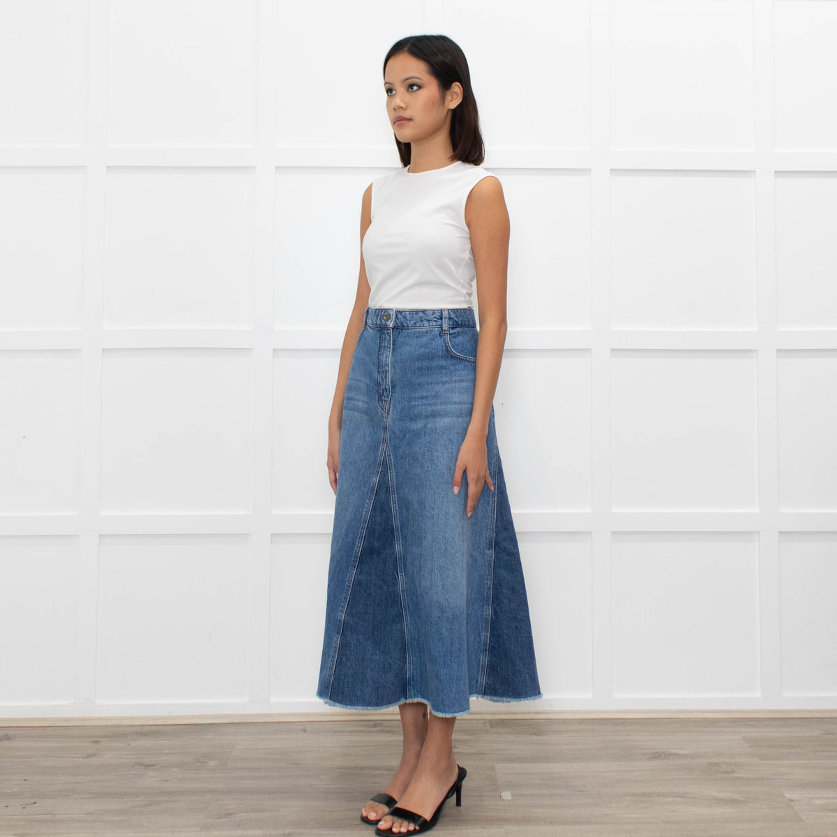 Me + Em Denim Midi Skirt