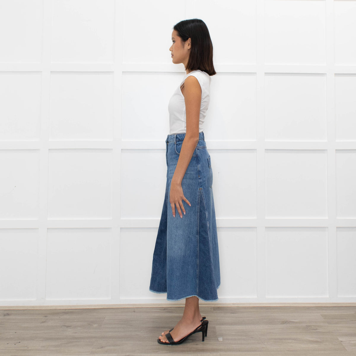Me + Em Denim Midi Skirt