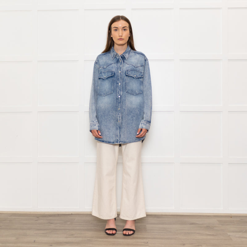 Isabel Marant Etoile Blue Denim Popper Front Oversized Shirt