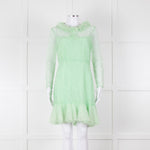 Sandro Pale Green Lace Long Sleeve Short Dress