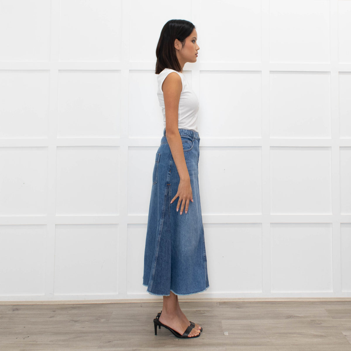 Me + Em Denim Midi Skirt