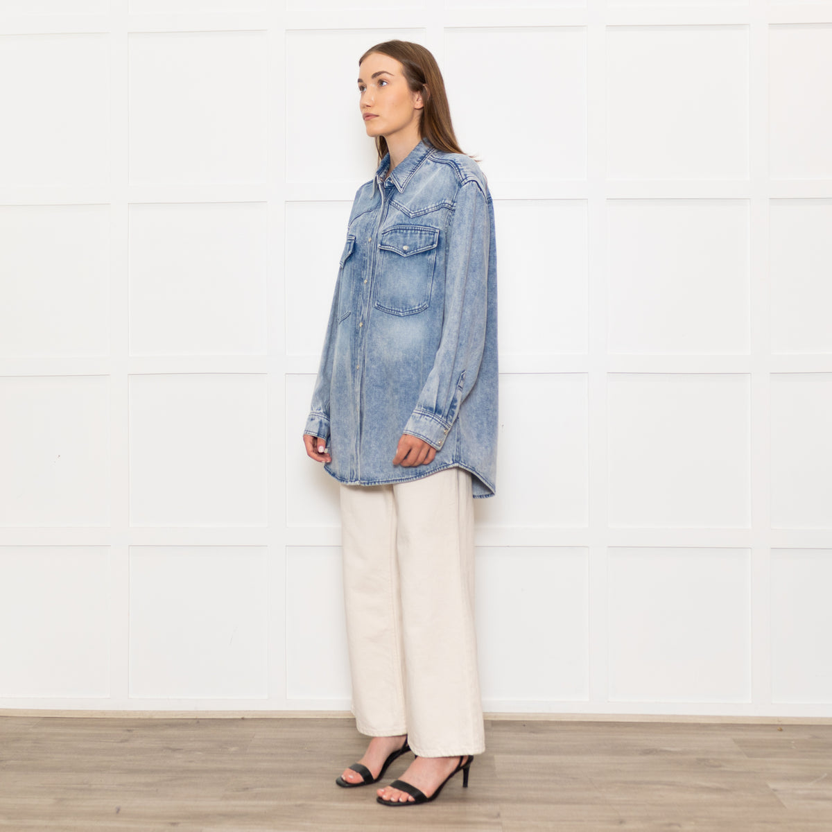 Isabel Marant Etoile Blue Denim Popper Front Oversized Shirt