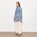 Isabel Marant Etoile Blue Denim Popper Front Oversized Shirt