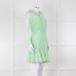 Sandro Pale Green Lace Long Sleeve Short Dress