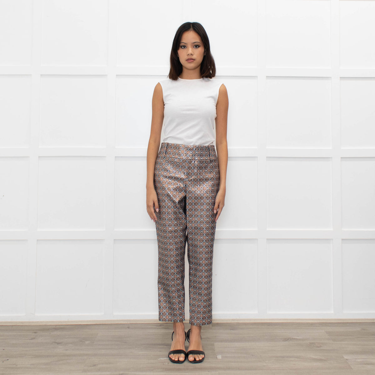 Alice + Olivia Lurex Patterned Ciagrette Trousers