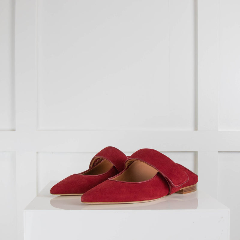 Malone Souliers Burgundy Open Heel Pointed Flats