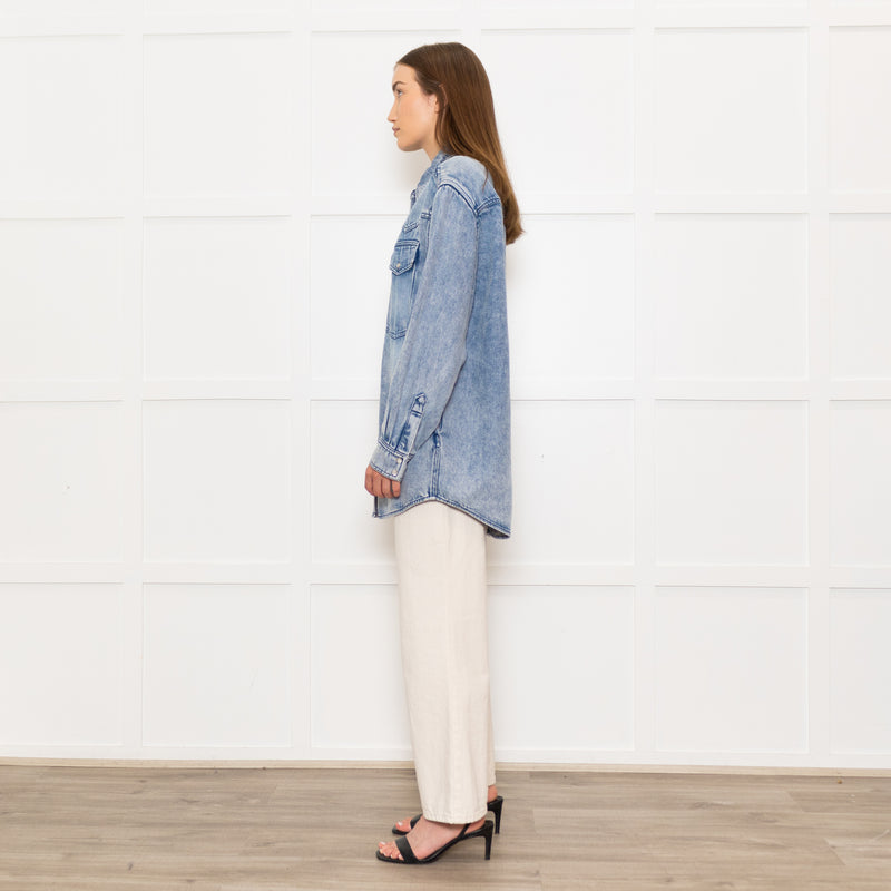 Isabel Marant Etoile Blue Denim Popper Front Oversized Shirt