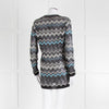 Missoni Black Turquoise Blue And Silver Chevron Open Cardigan